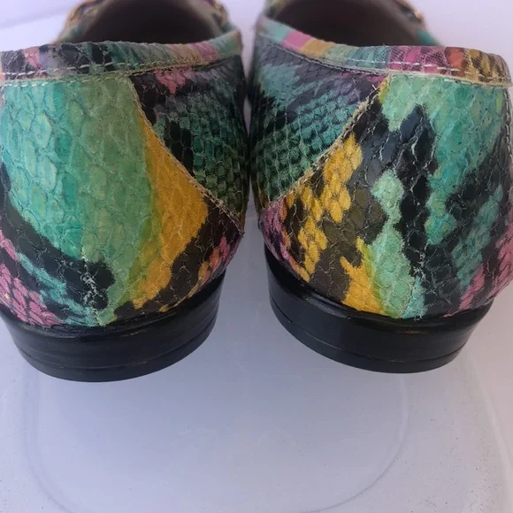 Amalfi Multicolor Snake Print Loafers with Gold Accent - Picture 4 of 16